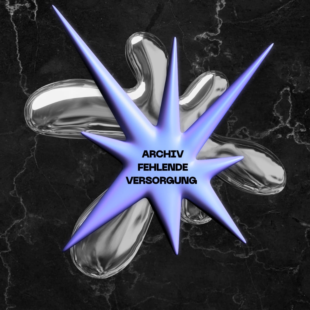 Zwei Sterne (lila und silber) liegen aufeinander, darüber der Schriftzug: Archiv fehlende Versorgung